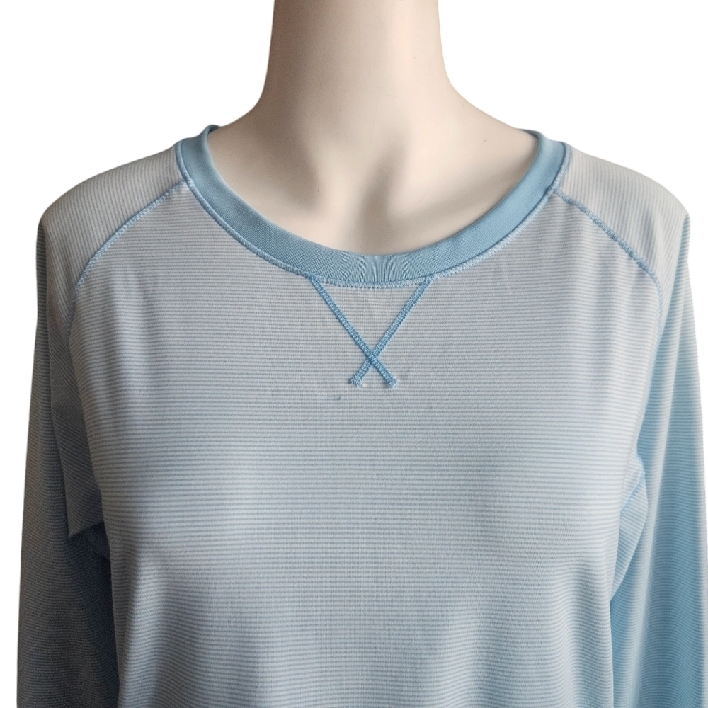 FootJoy Blue/White Stripe Long Sleeve - Size Large Tennis Pickleball